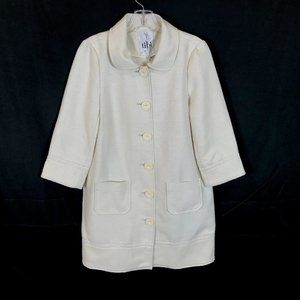 Womens Size 2 Tibi Cream 60s Mod Textured Basketweave Button Front Jacket